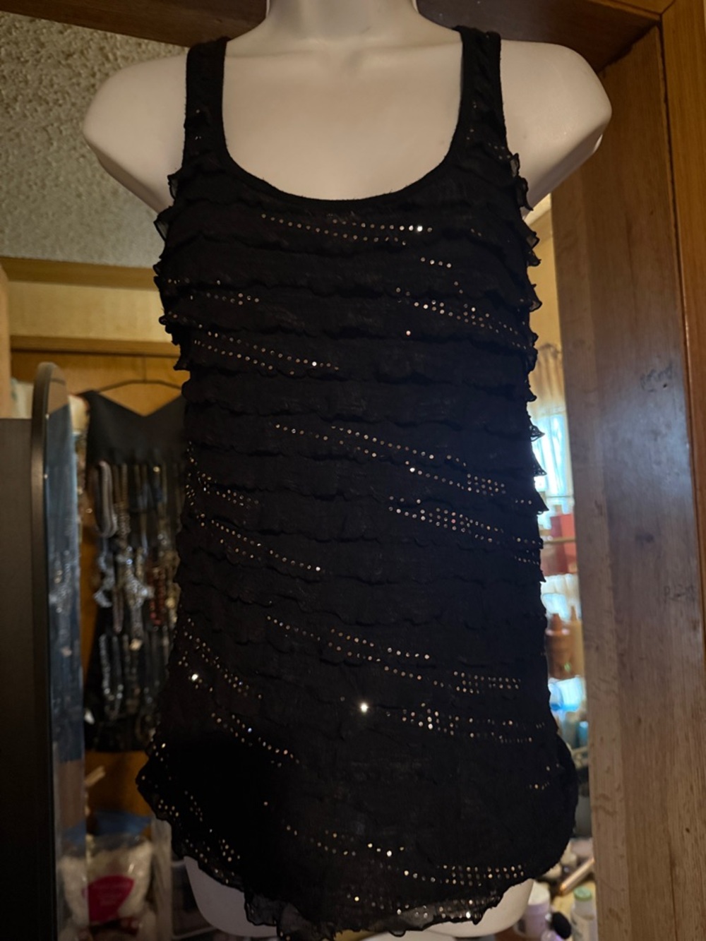 Candy Rain Black Tank Top with Sequence!!